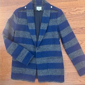 Sezane Blue and Gray Striped Blazer